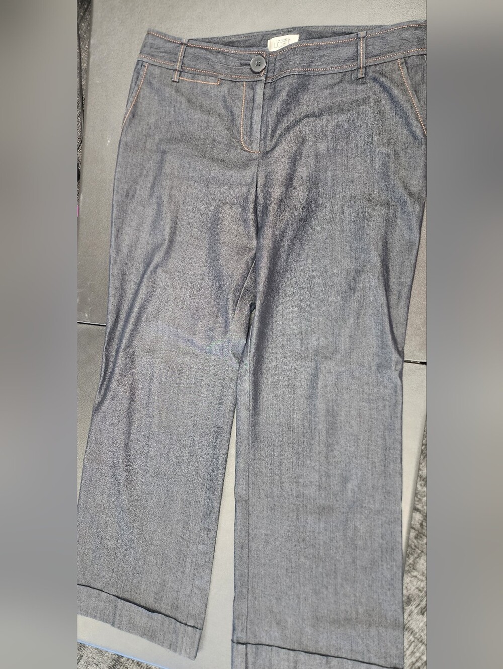 LOFT Dark Gray Denim Sz 10 LADIES Wide-Leg Jeans with Contrast Stitching